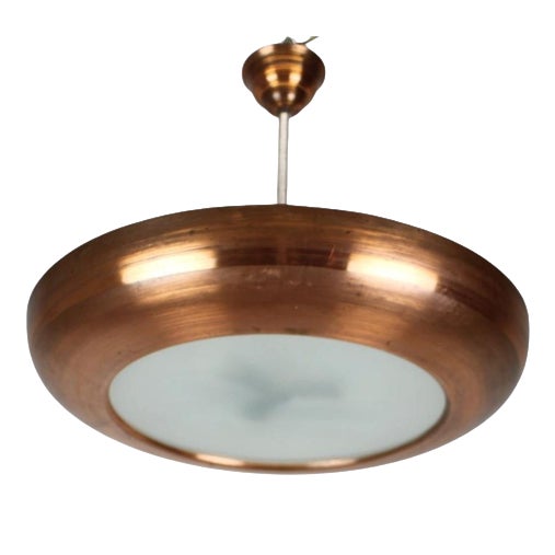 Large Art Deco Copper UFO Pendant, Former Czechoslovakia, 1930s For Sale