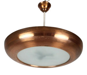 Large Art Deco Copper UFO Pendant, Former Czechoslovakia, 1930s