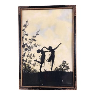 1915 Framed Neo-Classic Where Terpsichore Dwells Silhouette Print by Boris Major For Sale