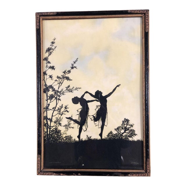 1915 Framed Neo-Classic Where Terpsichore Dwells Silhouette Print by Boris Major For Sale