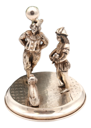 Silver Statuette with Group of Acrobats and Dog