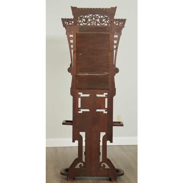 Antique Victorian Walnut Mirror Back Hall Tree, Umbrella Stand Chairish
