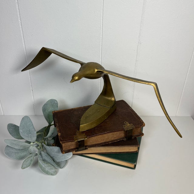 Vintage Mid-Century Modern Brass Flying Seagull Sculpture Solid Brass For Sale - Image 12 of 12