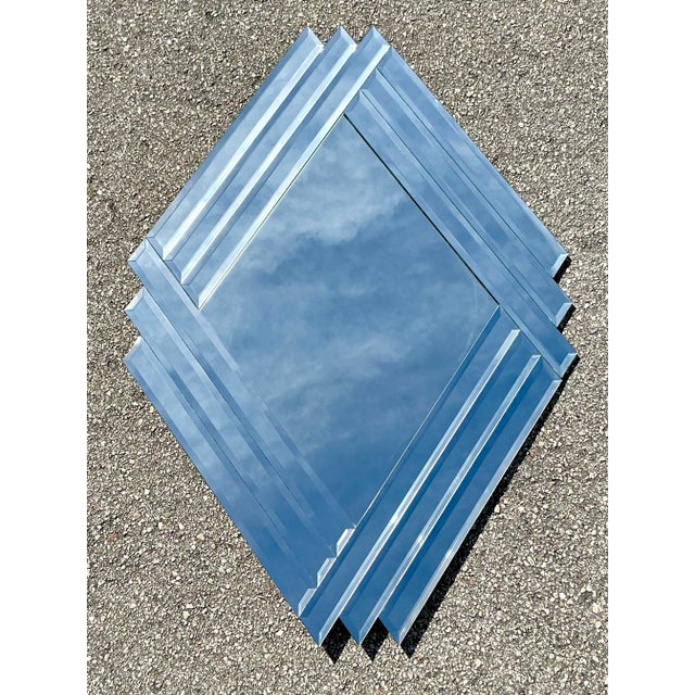 Vintage Boho 1980s Beveled Triangle Mirror For Sale - Image 10 of 12