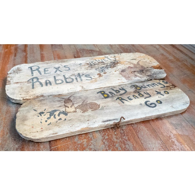 Wood Early 20th C. American Folk Art Pet Advertising Sign for Rabbits and Bunnies For Sale - Image 7 of 12