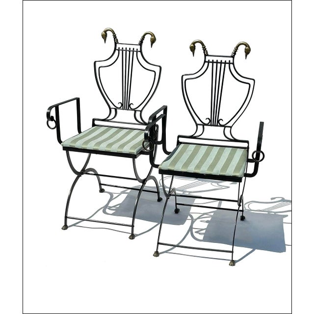 1930s Vintage Samuel Copelon Swan Head Lyre Back Armchairs-a Pair For Sale - Image 9 of 9