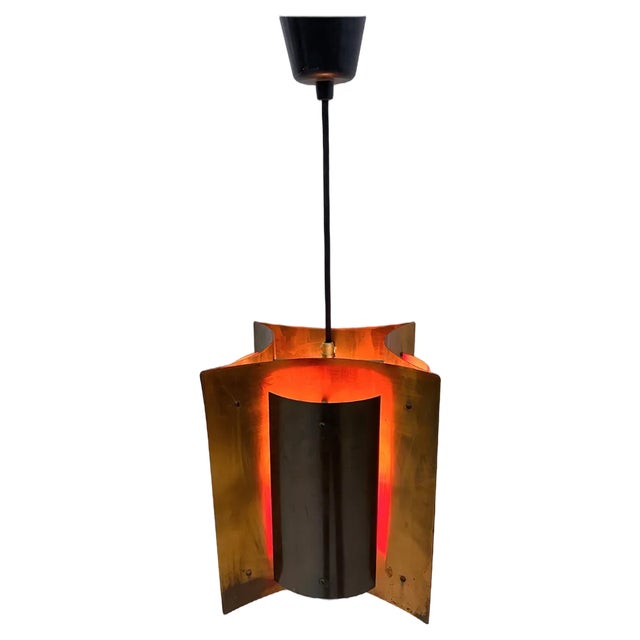 Scandinavian Copper and Brass Ceiling Light, 1930s For Sale