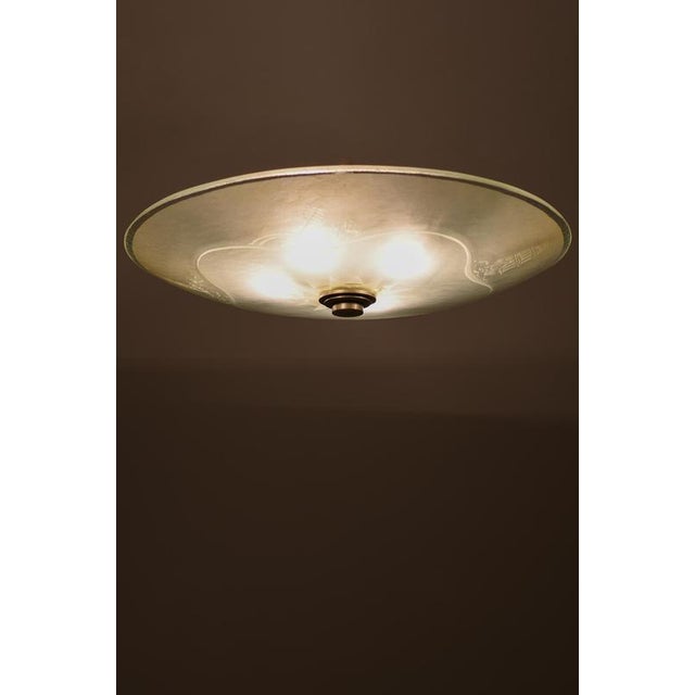 Vintage Ceiling Lamp in Glass and Steel, 1940s For Sale - Image 6 of 10