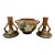 Vintage Roseville Pottery Magnolia Brown Console Set - Bowl 665-4 & Candlesticks 1157-4 ½" For Sale