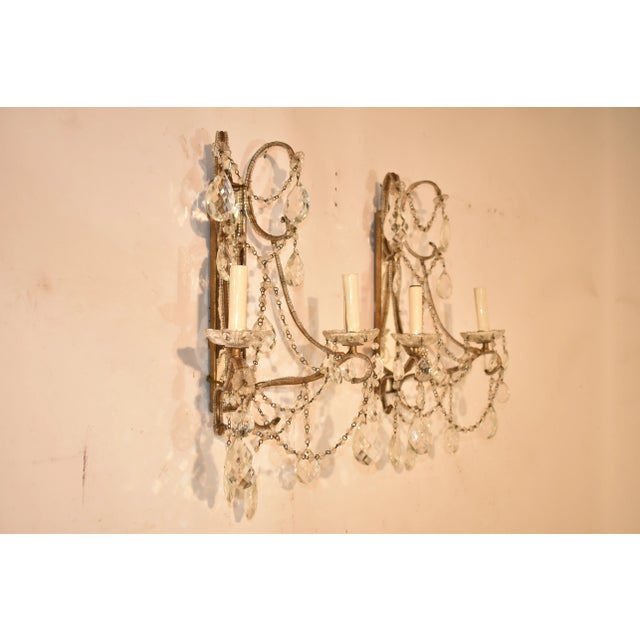 Metal Pair of Italian Mirrored Wall Sconces, Circa 1960's For Sale - Image 7 of 12