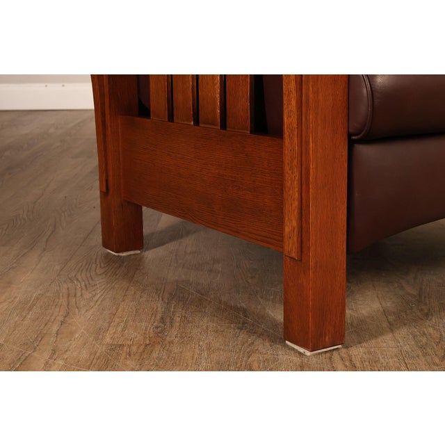 Stickley Mission Collection Pair Of Oak Bow Arm Morris Chair Recliners For Sale - Image 11 of 18