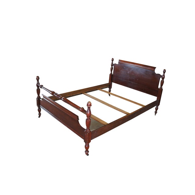 English Mid Century Georgian Style Mahogany Double Full Size Four Post Poster Bed For Sale - Image 3 of 13