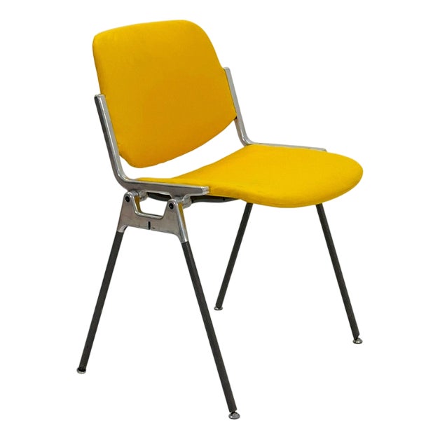 Mid-Century Stacking Yellow Fabric Chair by Giancarlo Piretti for Anomima Castelli, 1960s For Sale