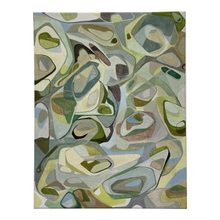 Contemporary Biomorphic Signed Abstract Painting on Canvas For Sale
