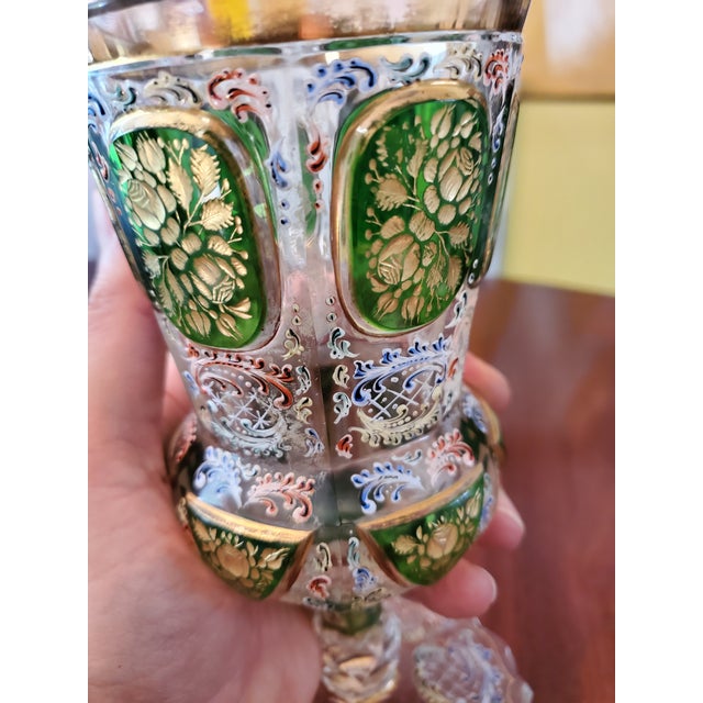 Antique Moser Bohemian Glass Raised Gold Glass Goblet For Sale In Boston - Image 6 of 6