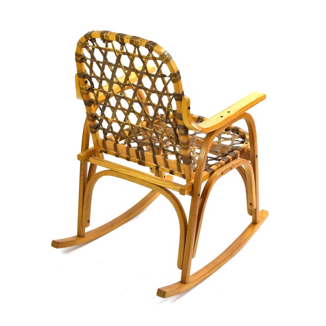Vintage Snowshoe Bentwood Rawhide Rocking Chair Chairish