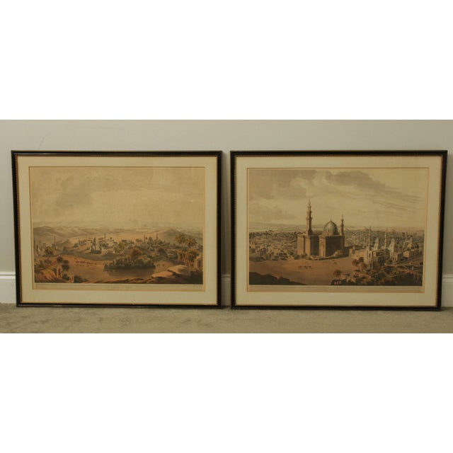 High Quality Set of 2 Antique Hand Colored Bookplate Engravings, Custom Framed