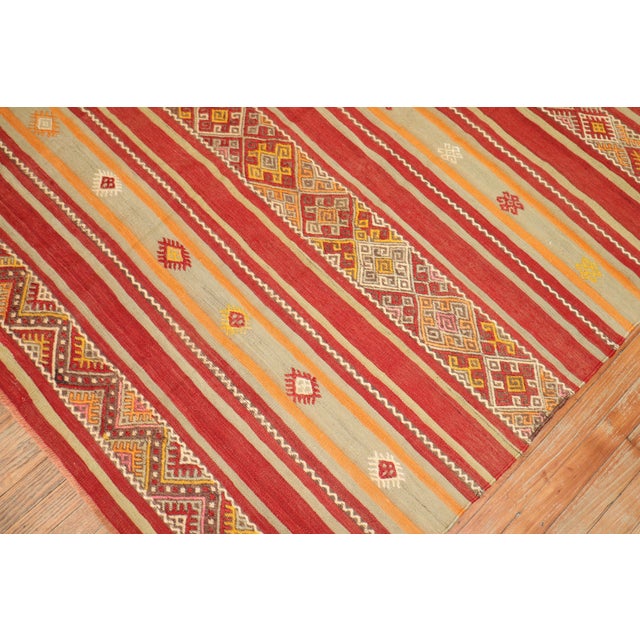Orange Vintage Tribal Turkish Kilim Flat-Weaves - A Pair - 5'10" x 6'6" For Sale - Image 8 of 12