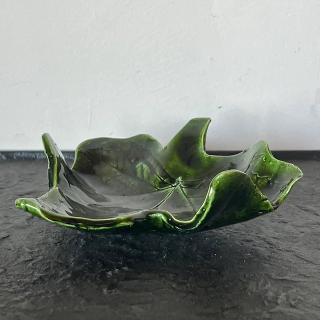 Mid-Century Studio Pottery Bowl in Shape of Maple Leaf in Green Glaze Measures approx: 2.5H x 7D Please visit my other...