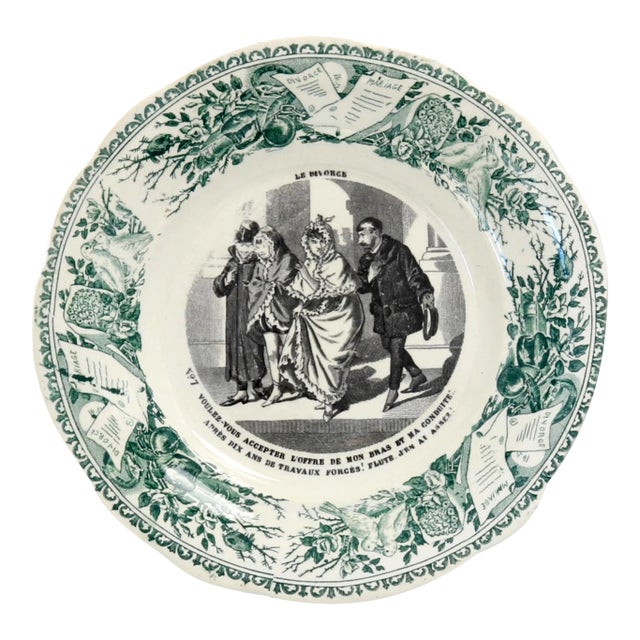 Antique French "Divorce" Plate For Sale