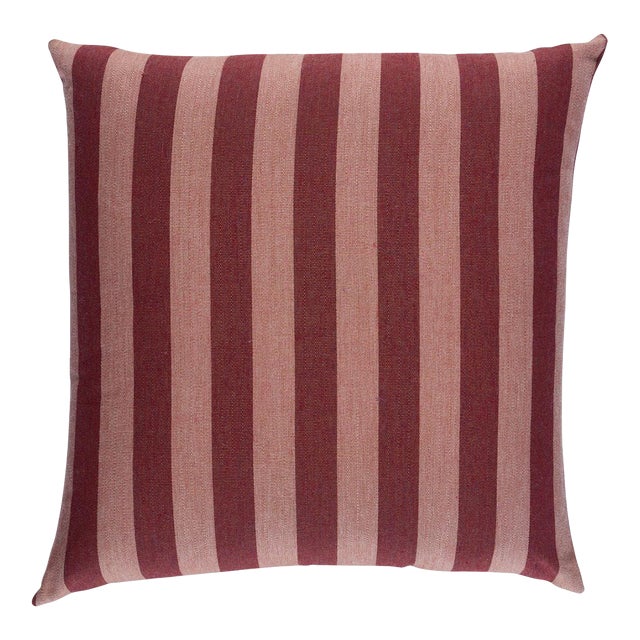 Schumacher Hanson I/O Stripe 20" Pillow In Raspberry For Sale