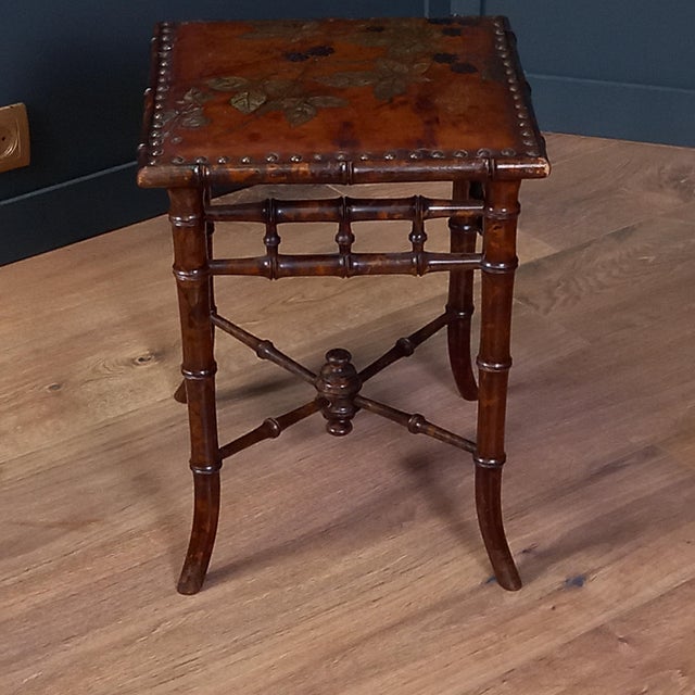 Wood Art Nouveau Stool by George Hulbe, 1880 For Sale - Image 7 of 15