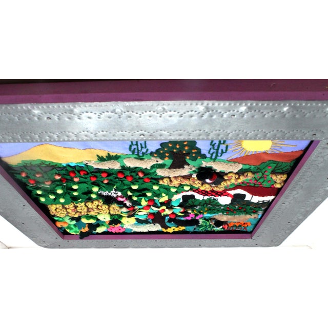 Textile Vintage Framed Peruvian Arpillera Textile Folk Art – "Cosecha" Harvest Season For Sale - Image 7 of 8