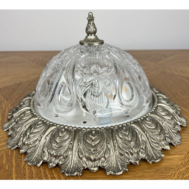 Vintage Ceiling Lamp in Brass and Glass For Sale - Image 3 of 13