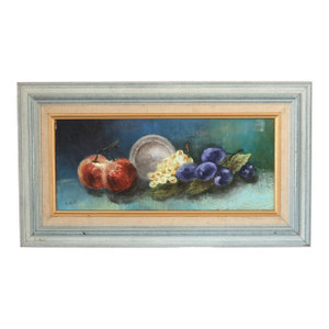 French Fruit Still Life Painting on Canvas, Signed