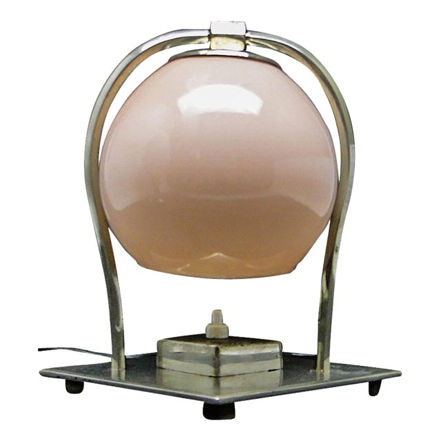 Glass and Metal Table Lamp, Germany, 1930s For Sale