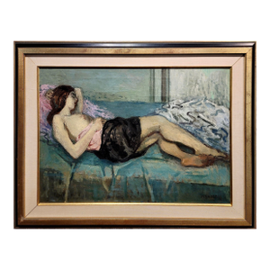 Moses Soyer - Model in a Pink Slip -1930s Oil Painting