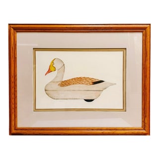 Large 1960s Framed and Matted Snow Goose Decoy Etching Print by Arthur Nevin For Sale