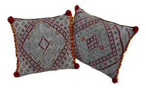 Berber-Patterned Moroccan Pillows, S/2
