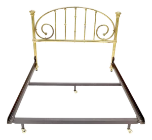 Queen Size Brass Headboard Bed w/ Matching Metal Frame