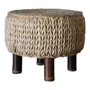 Mid 20th Century Braided Ottoman in the Manners of Adrien Audoux & Frida Minet