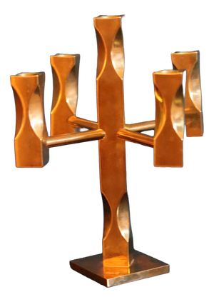 Swedish Brass Five-Arm Candelabra by Lars Åkesson for Vallonmässing