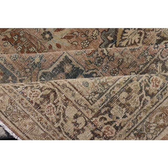 Antique Persian Bidjar Rug With Intricate Floral Medallion 8'9" X 11'5" For Sale - Image 11 of 12