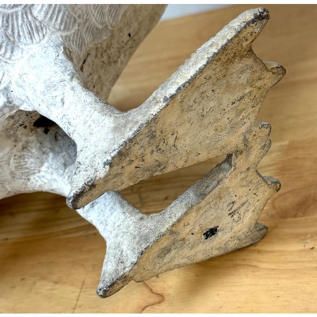 Mid 20th Century Pair 20th C. Zinc Alloy Swan Garden Sculptures Good Scale & Weathered Surface For Sale - Image 5 of 18