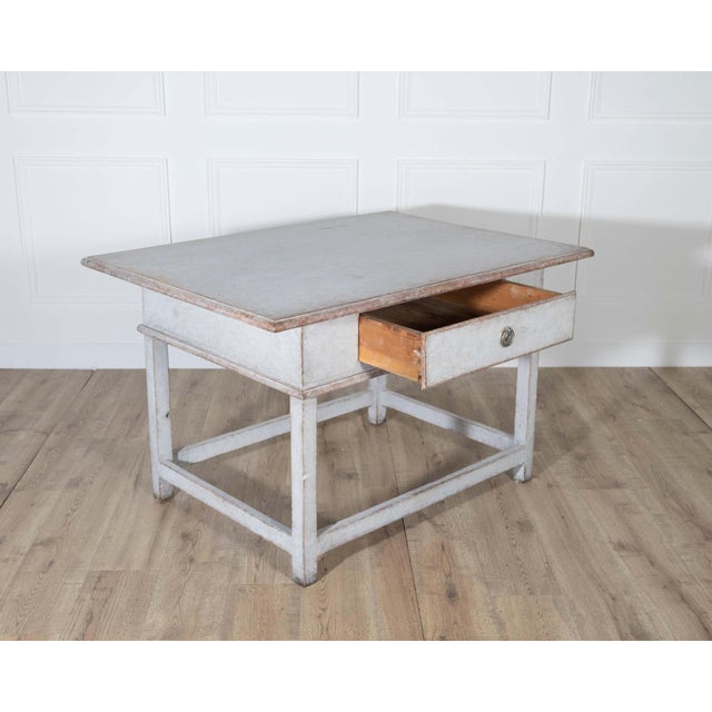 Wood Swedish Country Pine Table with Drawer, circa 19th Century For Sale - Image 7 of 8