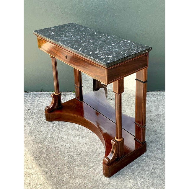 Vintage Stone Top Flame Mahogany Pier Table For Sale In West Palm - Image 6 of 12