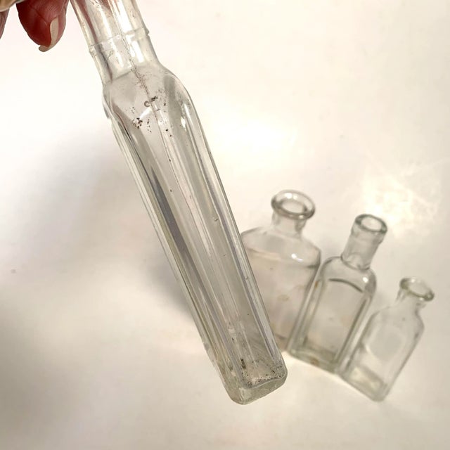 Vintage Clear Glass Apothecary Medicine Bottles Collection of 5 For Sale - Image 4 of 12