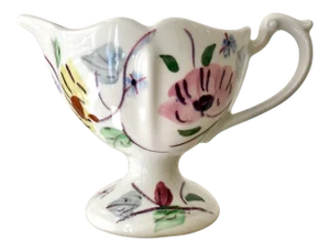 Circa 1930 Blue Ridge Southern Potteries Colonial Shape Pedestal Creamer in Chintz Pattern #3090