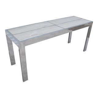Milo Baughman Pace Style Chrome & Marble Console For Sale