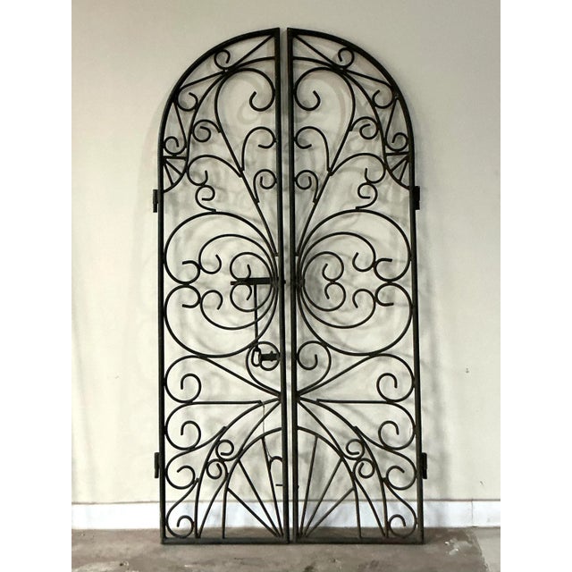 Late 20th Century Vintage Boho Wrought Iron Gates - Set of 2 For Sale - Image 5 of 10