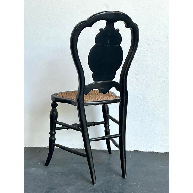 Black Vintage Paper Mache Inlay Chair For Sale - Image 8 of 12