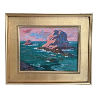 George T. Chakos: "West Coast Series: Rocky Shores of Marin County: Red Rock Rising" For Sale