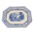 Antique English Blue Transfer Ironstone Octagonal Platter, River and Castle Scene, Circa Mid-19th Century For Sale