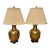 Vintage 1960’s Paul Hanson Hammered Brass Chinoiserie Table Lamps With Original Shades For Sale