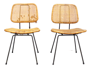 Model 550 Dining Chairs in Wicker by Dirk Van Sliedregt, Netherlands, 1950s, Set of 2