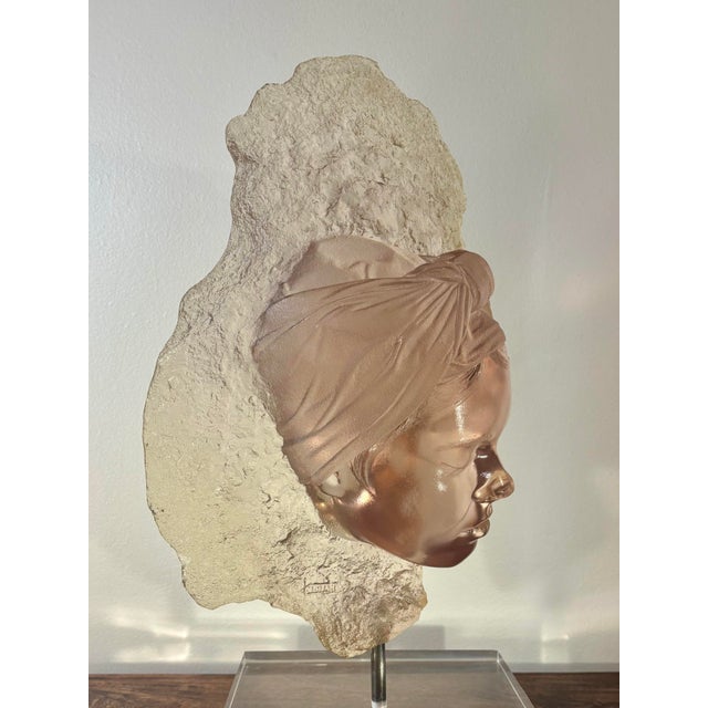 An exceptional 1980s hyperrealist lucite bust sculpture by renowned American artist Marc Sijan, celebrated for his...
